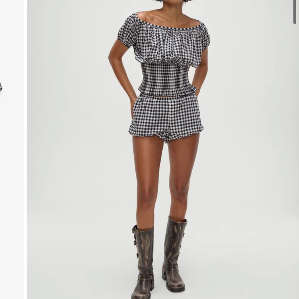 Frankie’s Bikinis Cider Blouse Regular price $170 CAD Color: Black Gingham xs - Picture 2 of 10